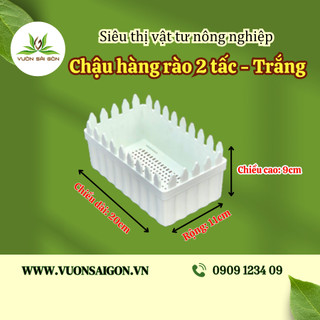 (Combo 3) Chậu nhựa hàng rào 2T trắng (20x11x9cm) trồng cây để bàn, trang trí nhà cửa (Vườn Sài Gòn)