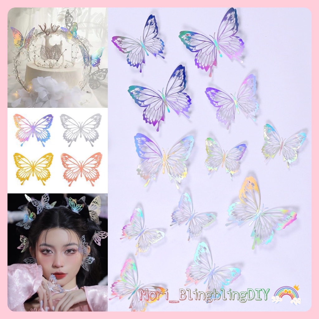 Set 12 Hình Bướm 3D Trang Trí Dán Tường Nhiều Màu Sắc