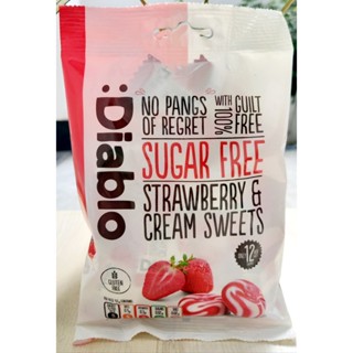  Kẹo kem cứng không đường Diablo vị Dâu 75gr cho người tiểu đường ăn kiêng - Vương Quốc Anh 