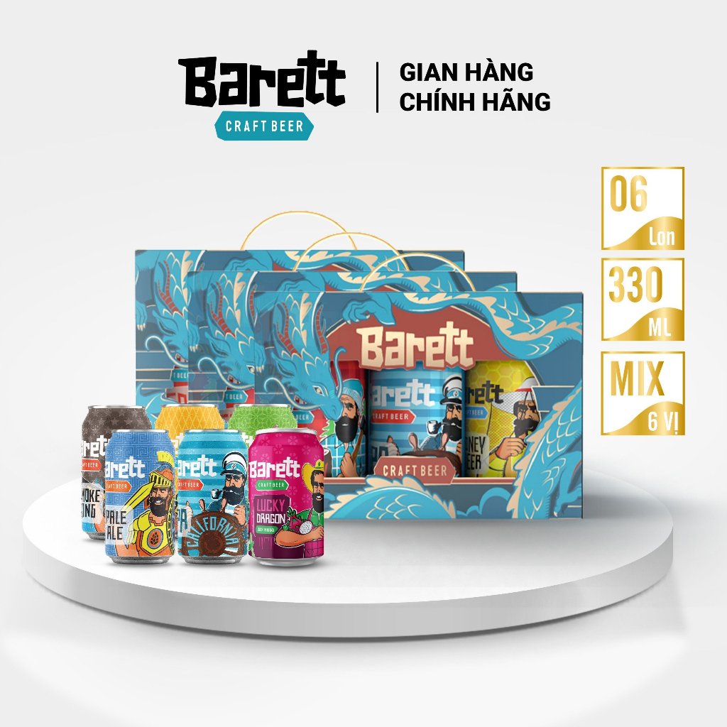 Combo 5 thùng bia thủ công Barett (6 lon/ 330ml/ thùng)