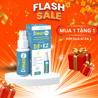 Dimao Pro D3K2 dạng xịt, bổ sung D3 K2 giúp tăng cường hấp thu canxi, hỗ trợ tăng chiều cao ở trẻ lọ 25ml