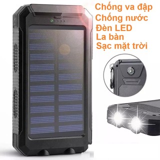 Sạc dự phòng 10.000mAH, sạc năng lượng mặt trời, tích hợp la bàn, đèn LED siêu sáng