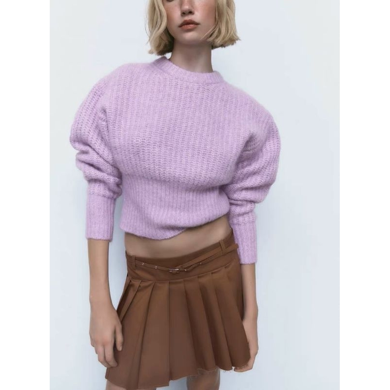 Áo len Zara màu tím pastel & xanh lá