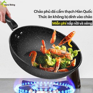 Chảo phú đá cẩm thạch NAGO, chống dính sâu lòng phù hợp cho mọi căn bếp, tiện lợi, tặng kèm nắp