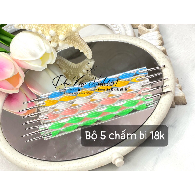 Chấm bi bộ 5 cây 2 đầu vẽ móng