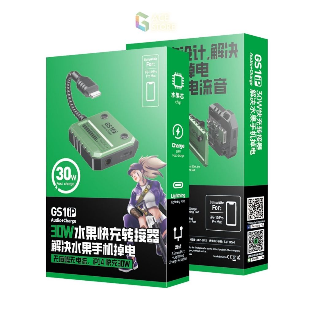 Plextone GS1 | Cáp chuyển đổi chia cổng sạc và tai nghe 3.5 hỗ trợ sạc nhanh 30W [Gace Store]