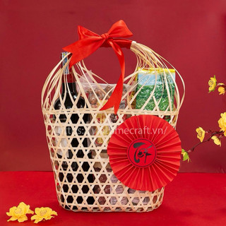 Giỏ quà mây tre đan đựng QUÀ TẾT