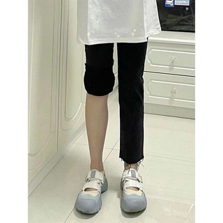 Quần jeans ống đứng đen ống tua Yến Tee,chất jeans mềm,co dãn tốt, quần che khuyết điểm