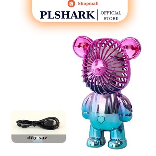 Quạt Mini PLSHARK Cầm Tay Hình Gấu Bearick Tích Điện Dung Lượng Pin Lớn