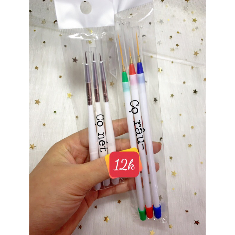 Cọ nét bộ 3 cây size 1-2-3mm làm móng
