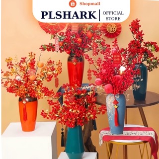 Cành đào đông 12 nhánh 144 quả đỏ cao cấp trang trí tết 2024 quả đỏ tươi, sáng bóng