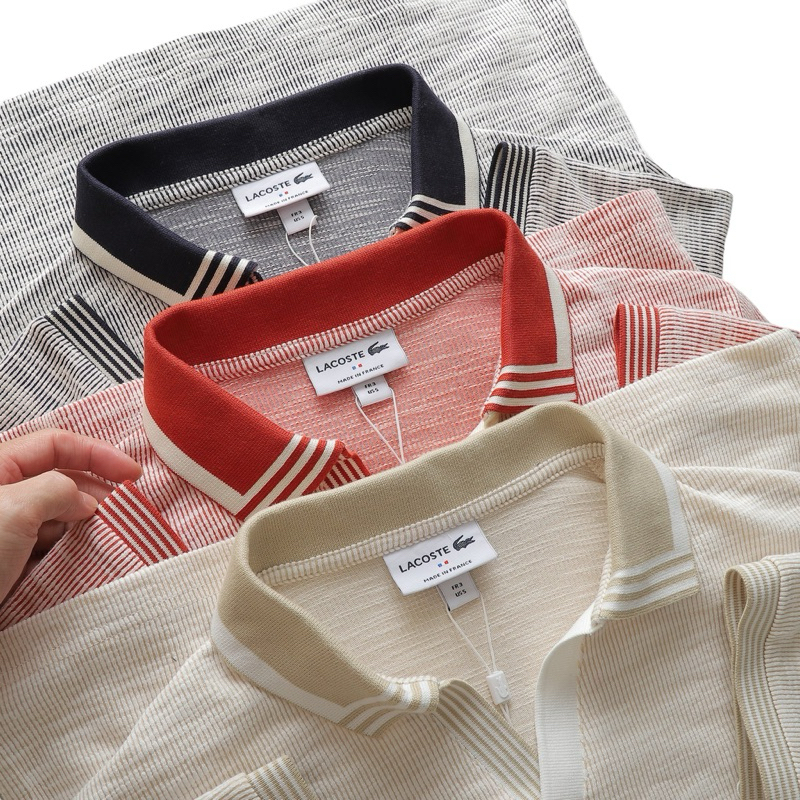 Áo thun Polo nam cổ bẻ phối viền vải Cotton dệt kim chính phẩm xuất khẩu - LC300