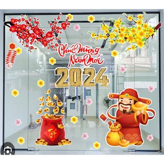 Decal Tết 2024 [Combo] cỡ lớn Hàng Đẹp - Decal Trang trí Tết Decor Dán Kính Dán Tường - vietdecor