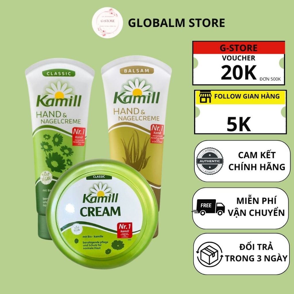 Kem dưỡng ẩm da tay Kamill, dưỡng ẩm tay, nội địa Đức, dạng tuýp và hũ, làm mềm da tay