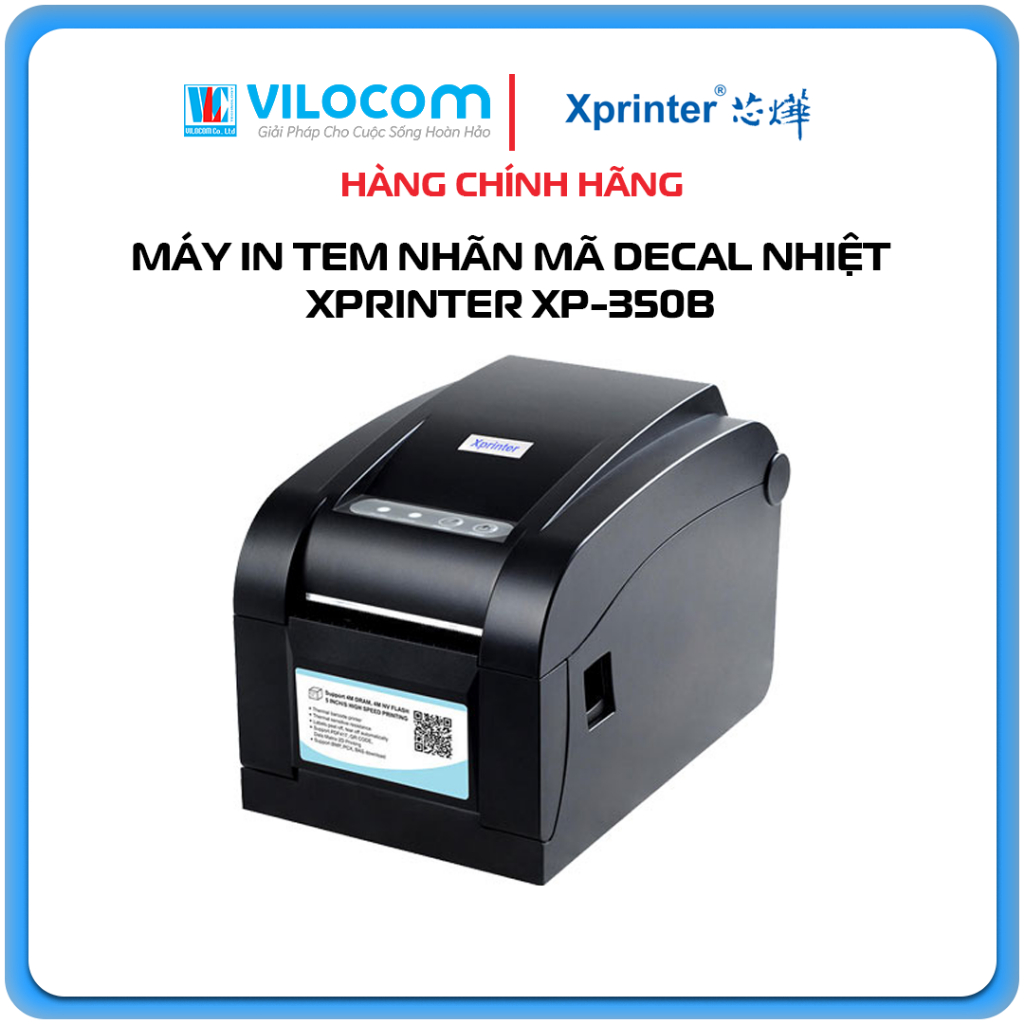 Máy in mã vạch tem nhãn decal đơn hàng thương mại XPrinter XP-350BM và XP-350B - Hàng Chính Hãng