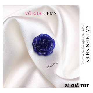 Mặt hoa mẫu đơn lapis thiên nhiên màu xanh biển đậm dùng làm mặt nhẫn, bông tai, lắc tay VÕ GIA GEMS