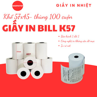 Thùng 100 cuộn giấy in nhiệt bill k57, giấy in hoá đơn khổ 57x45