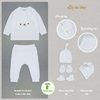 Set cài chéo sơ sinh Nature Wear - bộ dai tay cài chéo (Mua deal sốc 30k mũ, bao tay bao chân hoặc yếm)