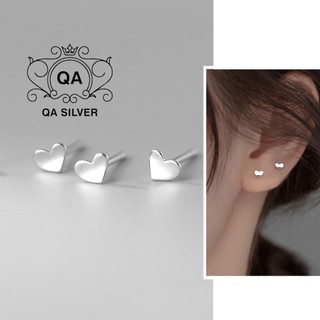Bông tai bạc 925 trái tim bay khuyên nụ nhí tối giản S925 HEART QA SILVER Earrings EA231208