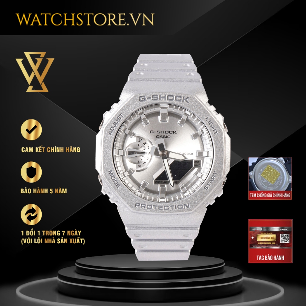 Đồng Hồ Điện Tử Nam Casio G-Shock WATCHSTORE GA-2100FF-8ADR Thiết Kế Mặt Kính Khoáng 45.4mm, Dây Nhựa, Vỏ Thép Không Gỉ