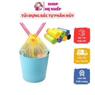 Túi đựng rác tự phân huỷ rất dai có dây rút - 45x50 cm - 15 túi/cuộn tiện dụng, sạch sẽ