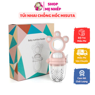 Túi nhai ăn dặm chống hóc Misuta an toàn cho bé gồm 1 túi nhai và 3 núm nhai