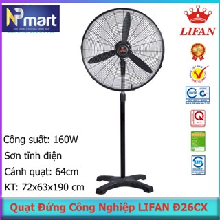 Quạt đứng công nghiệp LIFAN Đ-26CX 160W, cánh 64cm sử dụng nhà xưởng quán ăn cà phê
