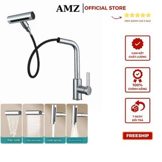 Vòi rửa bát, vòi rửa chén 4 chế độ nước mạ nano, inox 304 siêu bền amz