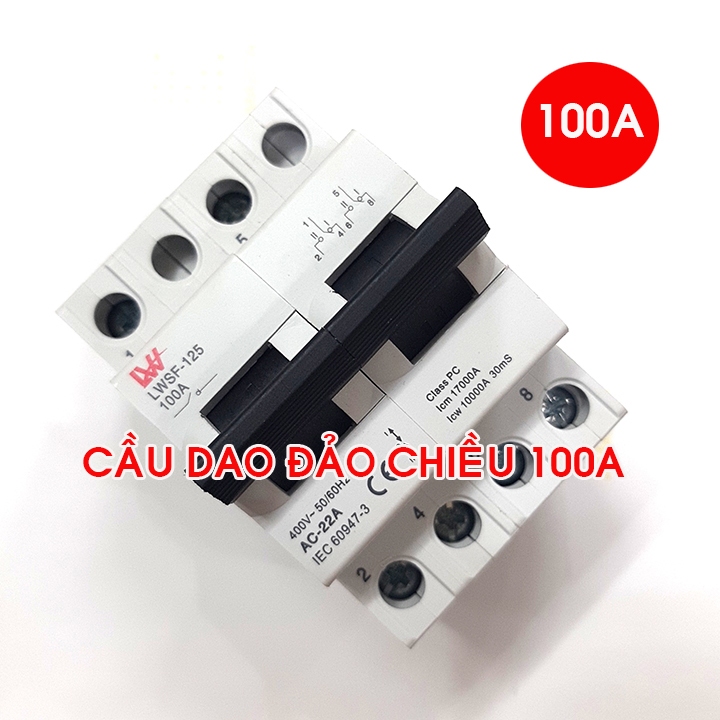 Bộ Aptomat đảo chiều 100A LW 220v 2 pha cầu dao đảo chiều aptpmat đảo chiều