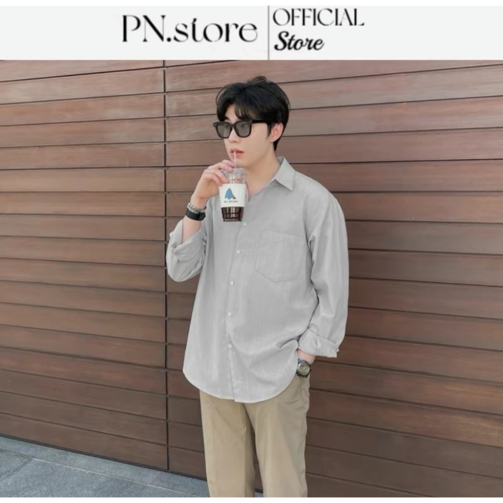 Áo sơ mi nam đũi cổ đức form rộng rãi dài tay PN Store1993 !!!