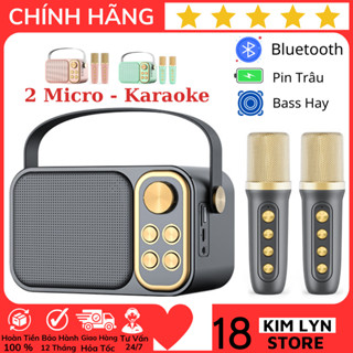 Loa Karaoke Bluetooth Mini YS-105 Kèm 2 Micro Không Dây - Bluetooth 5.0, Công suất 15W, Pin 6h, Mic Đổi Giọng