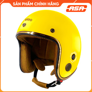 Mũ bảo hiểm 3/4 đầu VARO loại cao cấp - viền đồng - thông gió (màu vàng) - Tặng kèm lưỡi trai