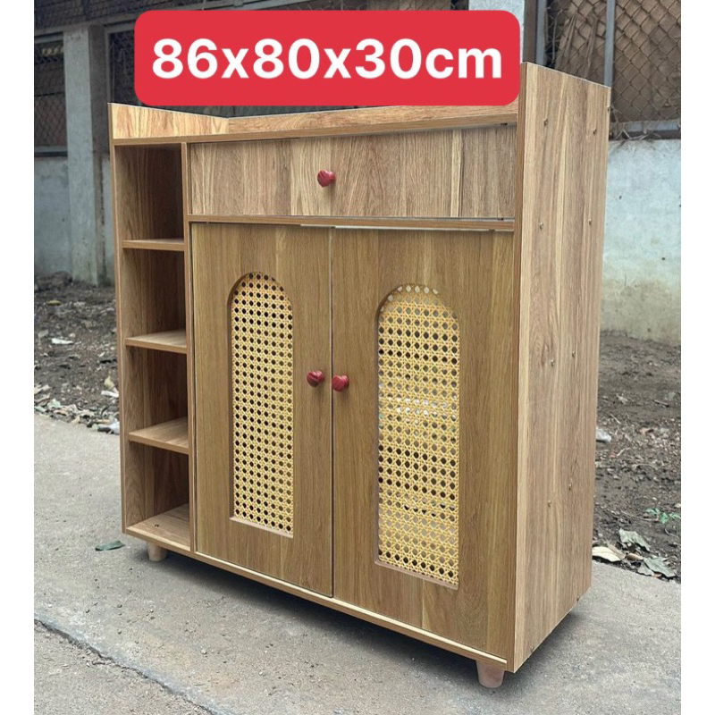 [xả kho] Tủ giầy gỗ thông minh lắp ghép 3 ngăn, Tủ giày gỗ kèm kệ đa năng chất gỗ MDF 86x80x30
