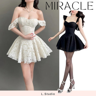 MIRACLE - Đầm Ren Pháp tay cánh tiên, tùng lót lưới phồng tôn dáng, tiểu thư sang trọng