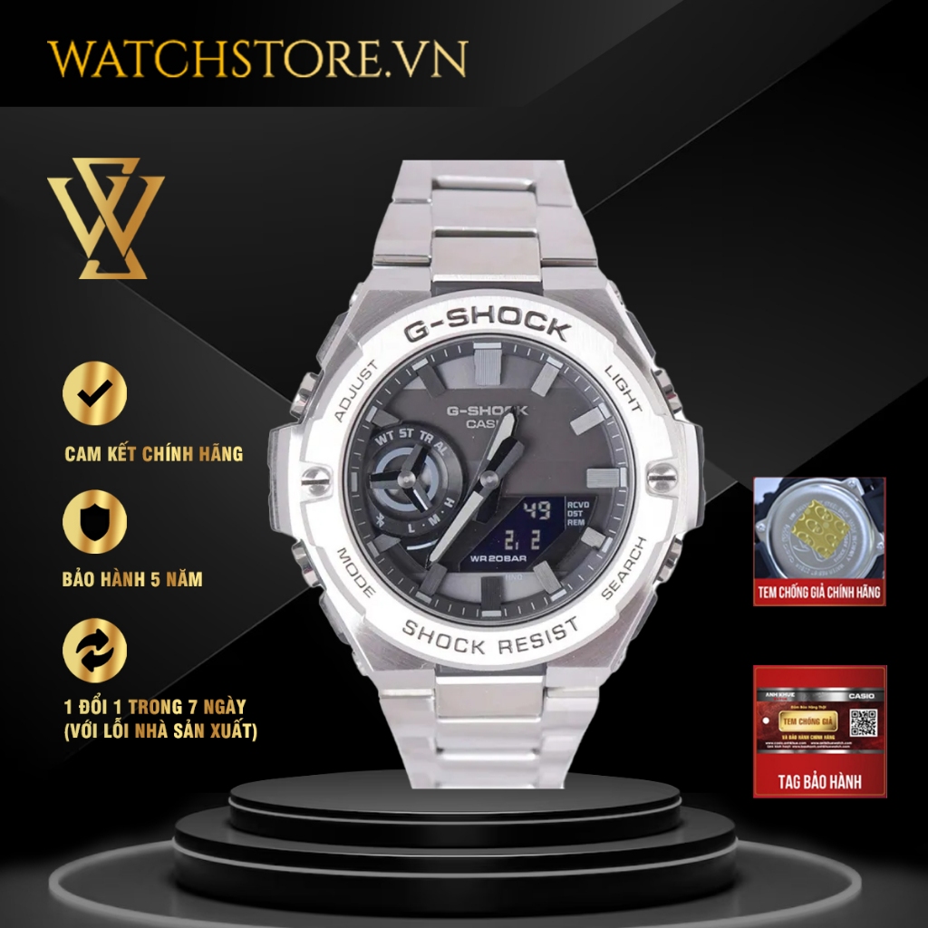 Đồng Hồ Năng Lượng Mặt Trời Nam Casio G-Shock WATCHSTORE GST-B500D-1A1DR Mặt Kính Khoáng 48.9mm, Dây Nhựa Cao Cấp