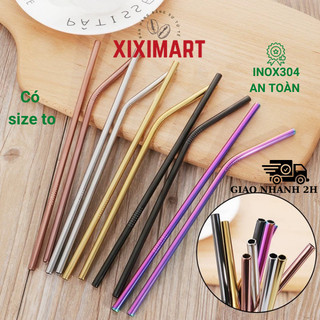 Ống hút inox 304 nhiều size, ống hút màu đen thép không gỉ tái sử dụng an toàn