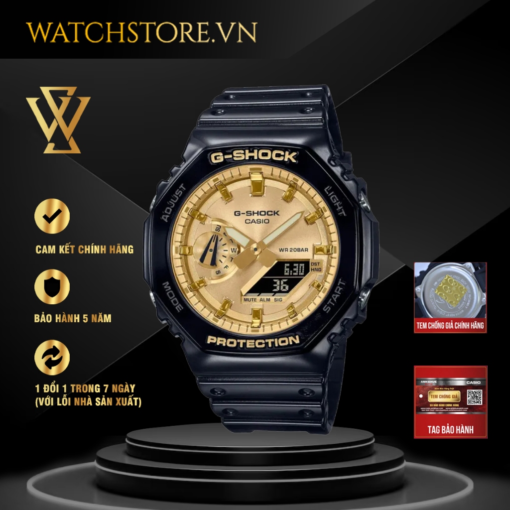 Đồng Hồ Điện Tử Nam Casio G-Shock WATCHSTORE GA-2100GB-1ADR Thiết Kế Mặt Kính Khoáng 45.4mm, Dây Nhựa, Vỏ Thép Không Gỉ