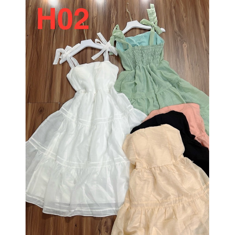 HH02 🔻Maxi 2 dây cột nơ vai (có mút ngực)