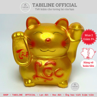 [Mua 129k tặng 1 heo] Heo đất ống tiết kiệm tiền mèo thần tài size to vàng đồng vip LD77 - TABILINE