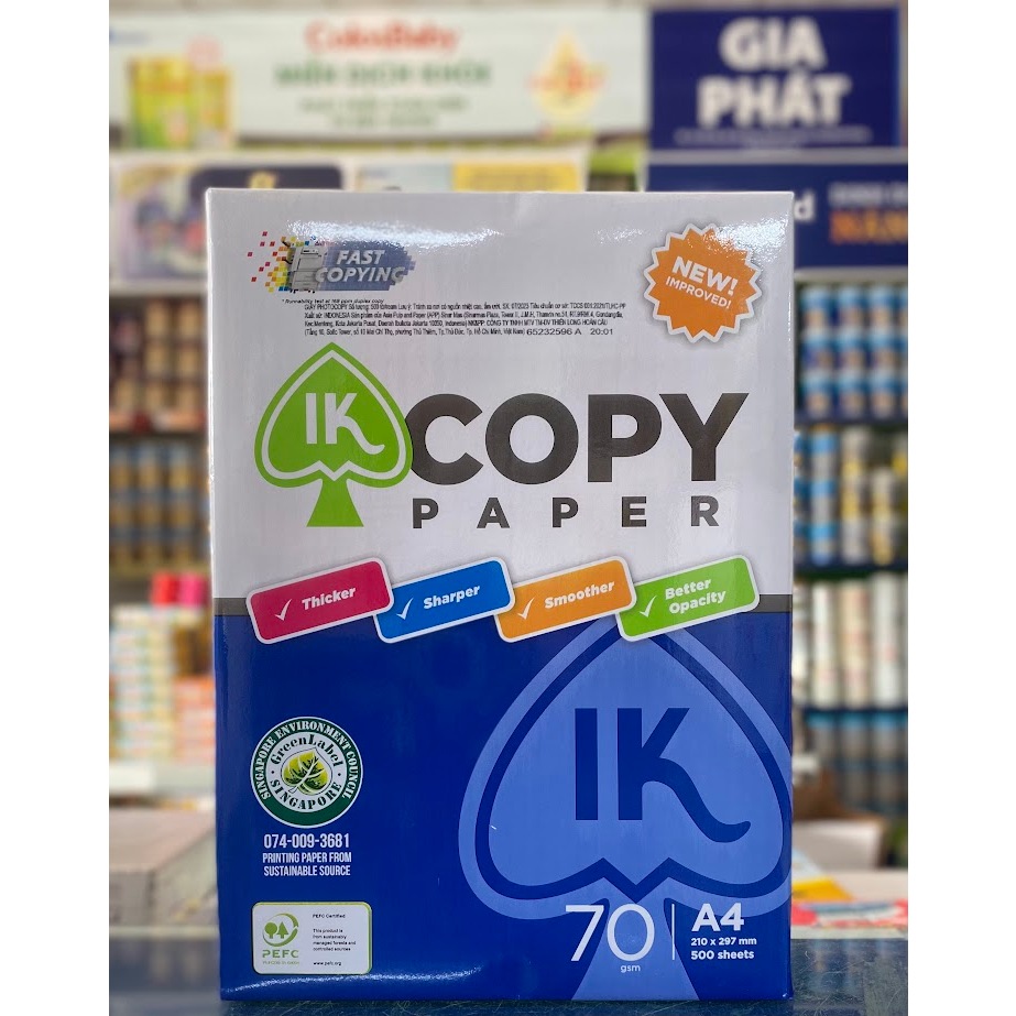 Ream giấy A4 70 gsm IK Copy (500 tờ)