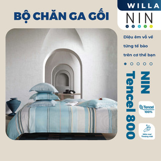 Bộ 6 món drap, áo gối và mền chần NIN Tencel 800 - Willa mẫu mới