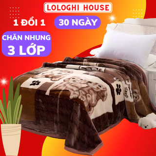 Chăn mền tuyết nhung 3kg HiLOGI 2 lớp loại dày, mền bông mùa đông cotton mềm mịn 1m8x2m