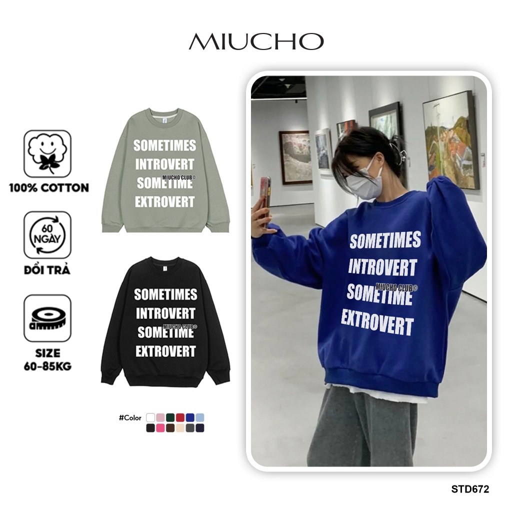 Áo sweater unisex local brand STD672 Miucho chân cua in typography