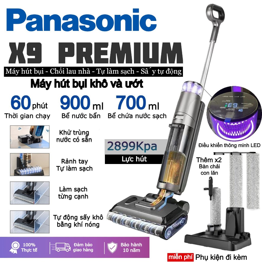 Máy Hút Bụi Khô & Ướt X8 PRO / X9 PREMIUM | Cây Lau Nhà Thông Minh Diệt Khuẩn 99.9% hàng sẵn có Máy Hút Bụi Lau Nhà Cầm