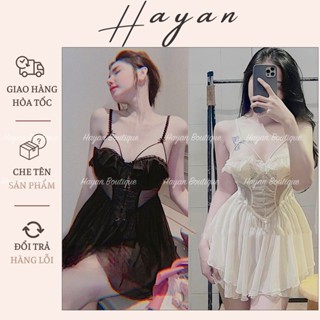 HT48 Váy ngủ sexy tiểu thư ren bèo v1 siêu xinh kèm ĐỆM LÓT, váy ngủ ren xuyên thấu tôn dáng HT48