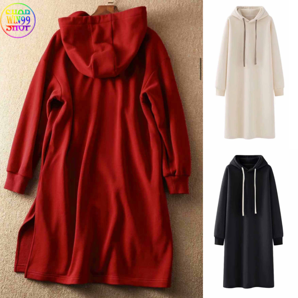 Áo Khoác Hoodie xẻ tà TRƠN SIÊU TO KHỔNG LỒ Nhiều Màu Form Rộng Ulzzang Unisex Nam Nữ Kiểu đầm - win99