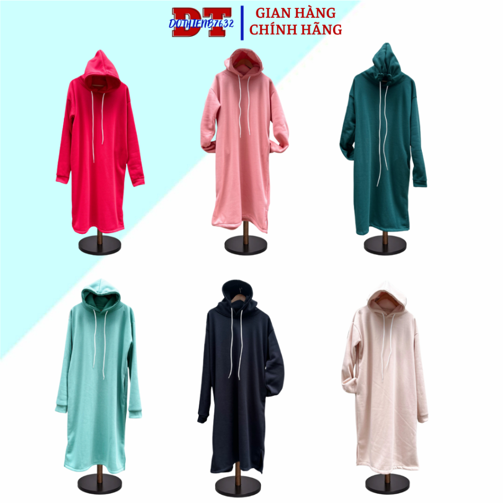 Áo hoodie tay dài xẻ tà phối nón siêu to khổng lồ hai lớp nhiều màu thu đông Khoác Chui Đầu Nam Nữ Dài - DTB