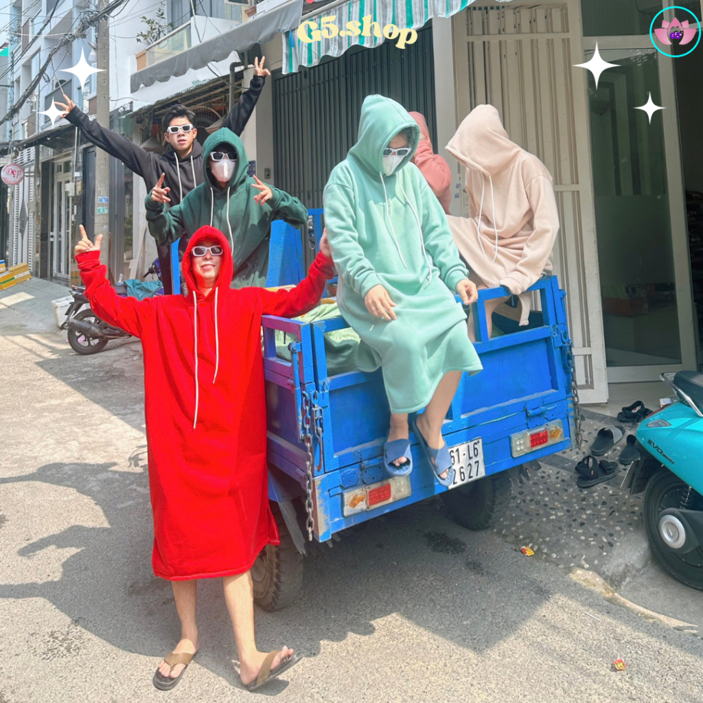 Áo khoác nỉ pe SIÊU TO KHỔNG LỒ 6 màu thu đông nam nữ xẻ tà có túi phối nón hai lớp thích hợp mọi mùa - g5.shop