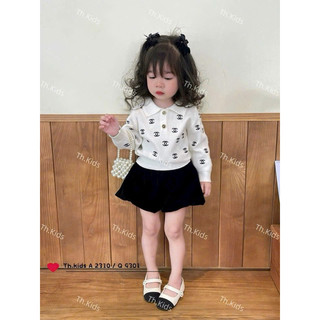 Áo len polo bé gái, áo len Cha.ne.l bé gái mềm mịn