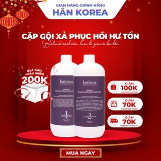 Cặp gội xả phục hồi hư tổn Batious màu tím sạch sâu, loại bỏ gàu và bụi bẩn,ngăn ngừa gãy rụng kích ứng 960ml
